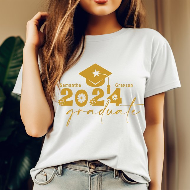 Personalisierte Graduate Class of 2024 Gold T-Shirt (Von Creator hochgeladen)