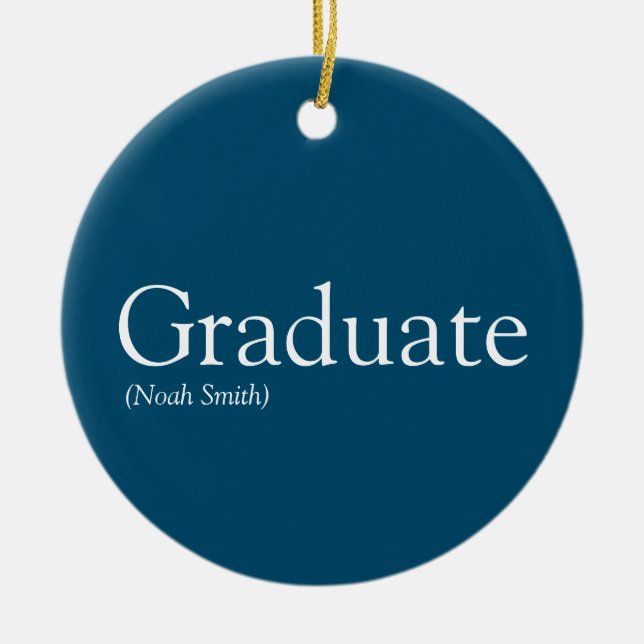 Personalisierte Graduate Definition Modernes Blau Keramik Ornament (Vorne)