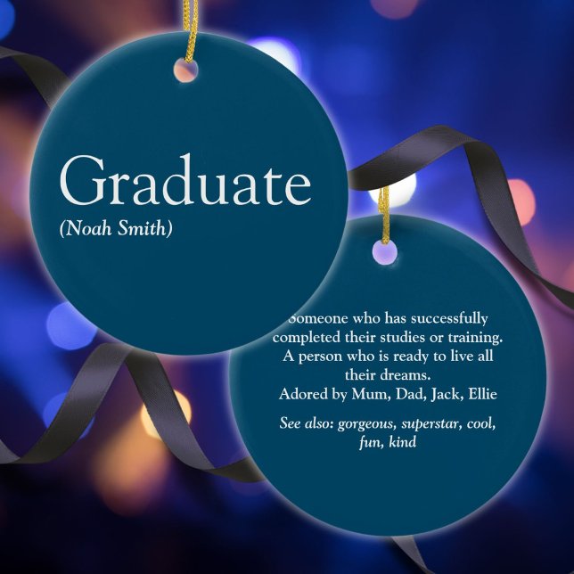 Personalisierte Graduate Definition Modernes Blau Keramik Ornament (Personalized Graduate Definition Modern Blue Ceramic Ornament)