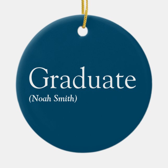 Personalisierte Graduate Definition Modernes Blau Keramik Ornament (Vorne)