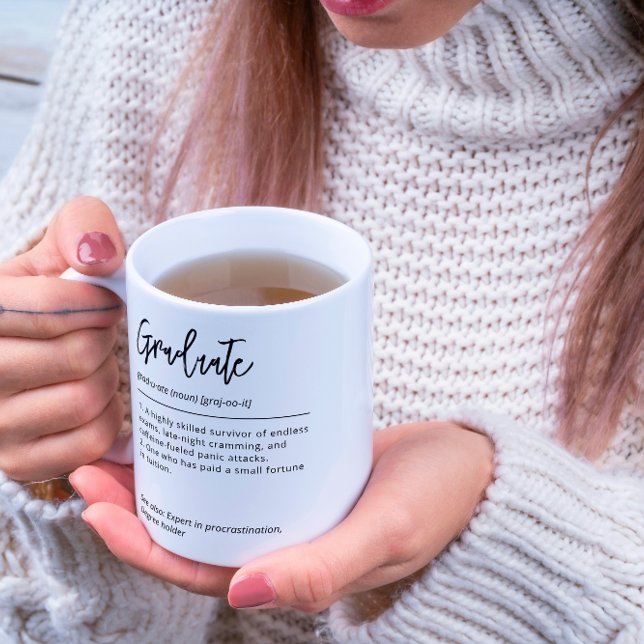 Personalisierte Graduiertendefinition Schwarz und  Kaffeetasse (Fully customizable, graduate name on other side with school, degree, class year, awards,& from.)