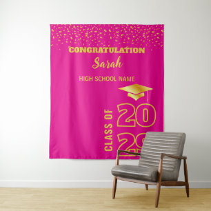Personalisierte Graduierungspartei für Rosa und Go Wandteppich