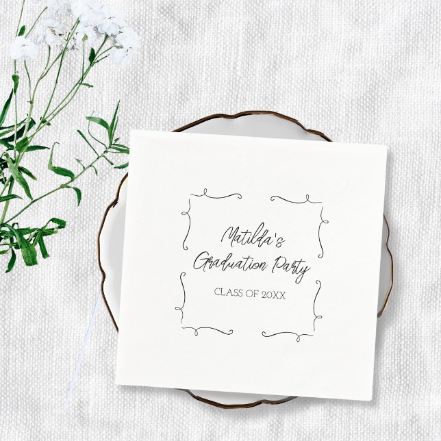 Personalisierte Graduierungspartei mit handgezogen Serviette (Hand Drawn Doodle Personalized Graduation Party Napkins)
