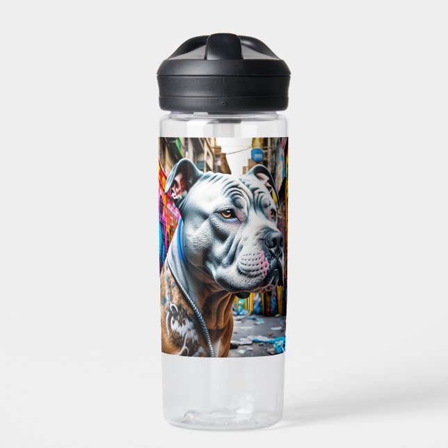 Personalisierte Graffiti Street Art Pitbull Trinkflasche (Vorderseite)
