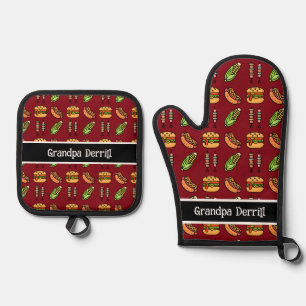 Personalisierte Grandpa Niedlich Barbecue Foods Ofenhandschuh & Topflappen-Set