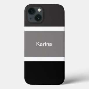 Personalisierte Grau-Schwarz-Weiß-Streifen Stylisc Case-Mate iPhone Hülle
