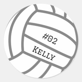 Personalisierte Grau-Volleyball-Sticker Runder Aufkleber