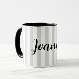Personalisierte, grau-weiße Streifen Tasse