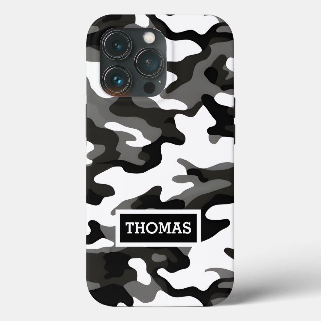 Personalisierte graue Camouflage Case-Mate iPhone Hülle (Rückseite)