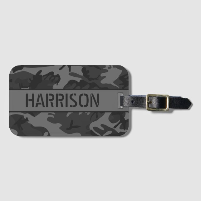 Personalisierte graue Camouflage Gepäckanhänger (Vorderseite (Horizontal))