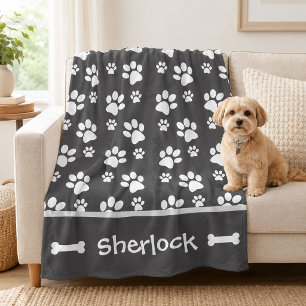 Personalisierte graue Hundedecke - Geschenk für We Fleecedecke