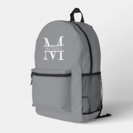 Personalisierte Graue Monogramm und Name Bedruckter Rucksack