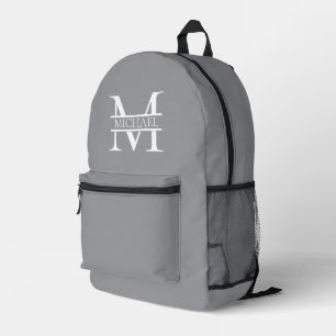 Personalisierte Graue Monogramm und Name Bedruckter Rucksack