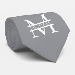 Personalisierte Graue Monogramm und Name Krawatte