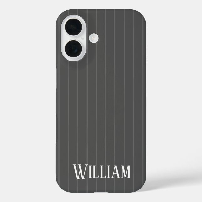 Personalisierte graue Pinstreifen Case-Mate iPhone Hülle (Rückseite)