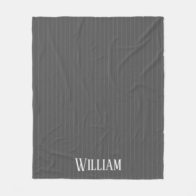 Personalisierte graue Pinstreifen Fleecedecke (Vorderseite)