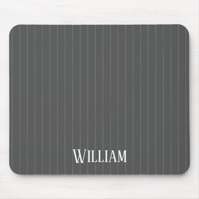 Personalisierte graue Pinstreifen Mousepad (Vorne)