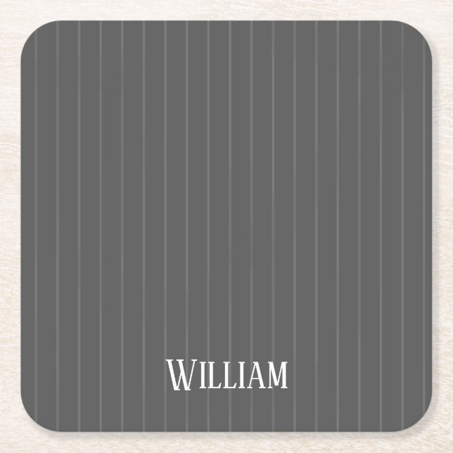 Personalisierte graue Pinstreifen Rechteckiger Pappuntersetzer (Vorderseite)