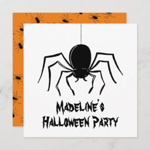 Personalisierte, graue Spinnen Halloween Einladung