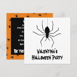Personalisierte, graue Spinnen Halloween Einladung