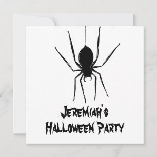 Personalisierte, graue Spinnen Halloween Einladung