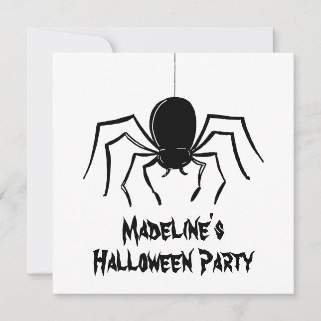 Personalisierte, graue Spinnen Halloween Einladung (Vorderseite)