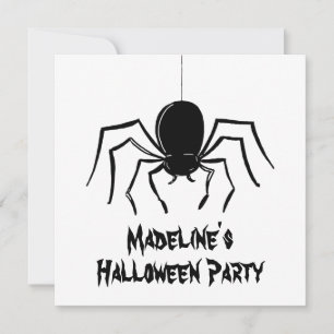 Personalisierte, graue Spinnen Halloween Einladung
