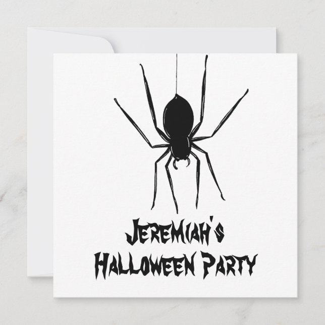 Personalisierte, graue Spinnen Halloween Einladung (Vorderseite)
