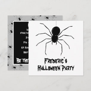Personalisierte, graue Spinnen Halloween Einladung
