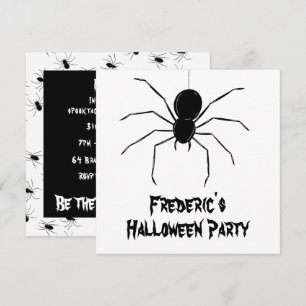 Personalisierte, graue Spinnen Halloween Einladung
