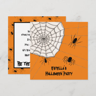 Personalisierte, graue Spinnen Halloween Einladung
