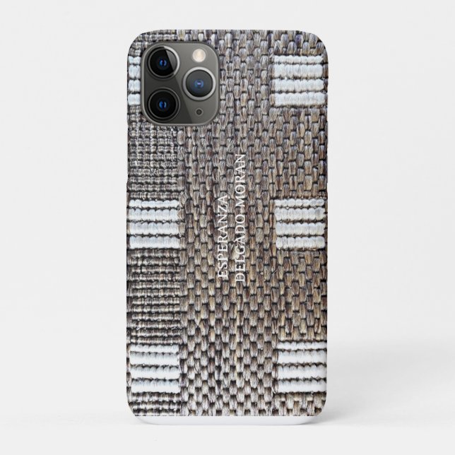 Personalisierte graue und weiße Imitate Burlap2 Ge Case-Mate iPhone Hülle (Rückseite)