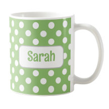 Personalisierte Green Polka Dot Tasse