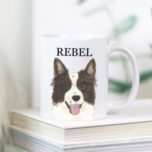 Personalisierte Grenz-Collie-Getränkekarte Kaffeetasse