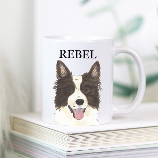 Personalisierte Grenz-Collie-Getränkekarte Kaffeetasse (Von Creator hochgeladen)
