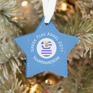 Personalisierte griechische Blondinen-Engel-Hanukk Ornament