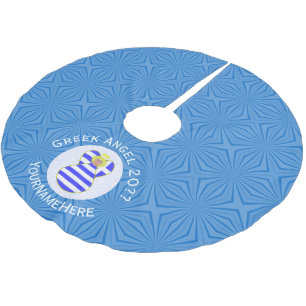 Personalisierte griechische Blondinen-Engel-Hanukk Polyester Weihnachtsbaumdecke