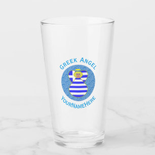 Personalisierte griechische Blondinen-Engelsflagge Glas