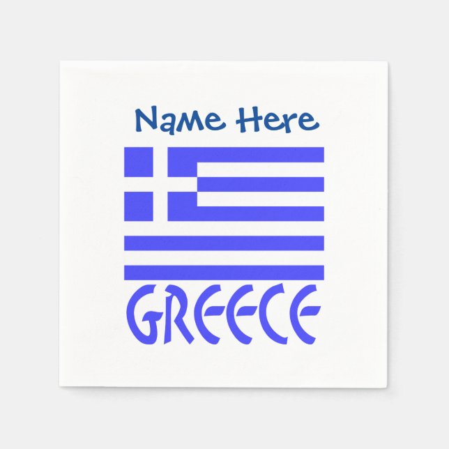 Personalisierte griechische Flagge Name Papier Serviette (Vorderseite)