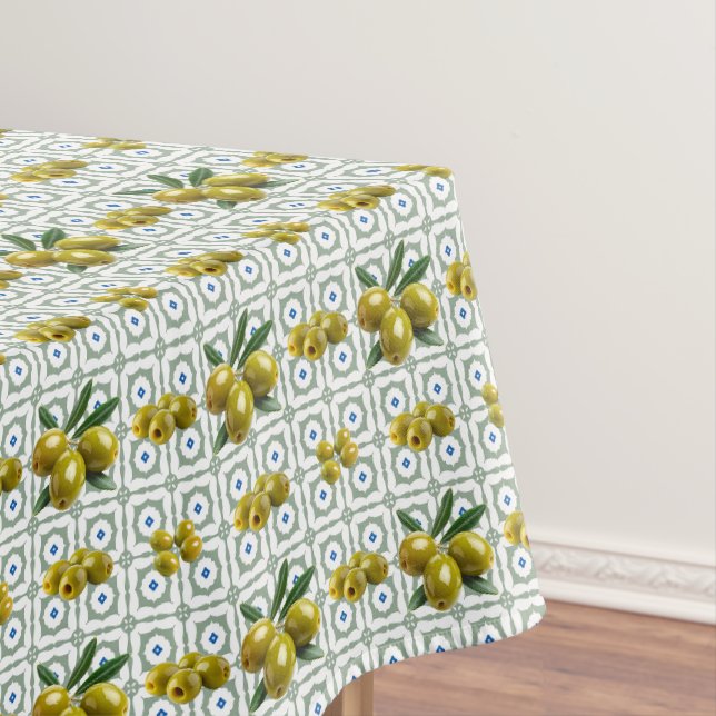 Personalisierte griechische Olivenfliesen Tischdecke (Beispiel)