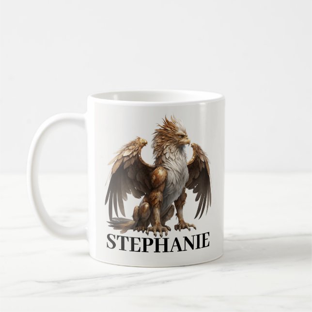 Personalisierte Griffin-Fantasie-Kreatur Kaffeetasse (Links)