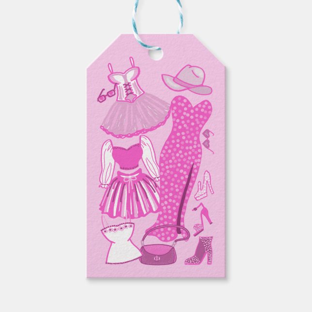 Personalisierte Grillecke Rosa und Hot Rosa Mode Geschenkanhänger (Vorderseite)