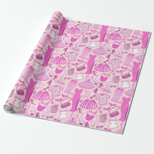 Personalisierte Grillecke Rosa und Hot Rosa Mode Geschenkpapier