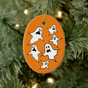 Personalisierte grimmige Halloween-Geister Tree Or Keramik Ornament