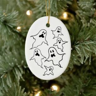 Personalisierte grimmige Halloween-Geister Tree Or Keramik Ornament