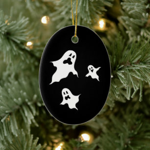 Personalisierte grimmige Halloween-Geister Tree Or Keramik Ornament