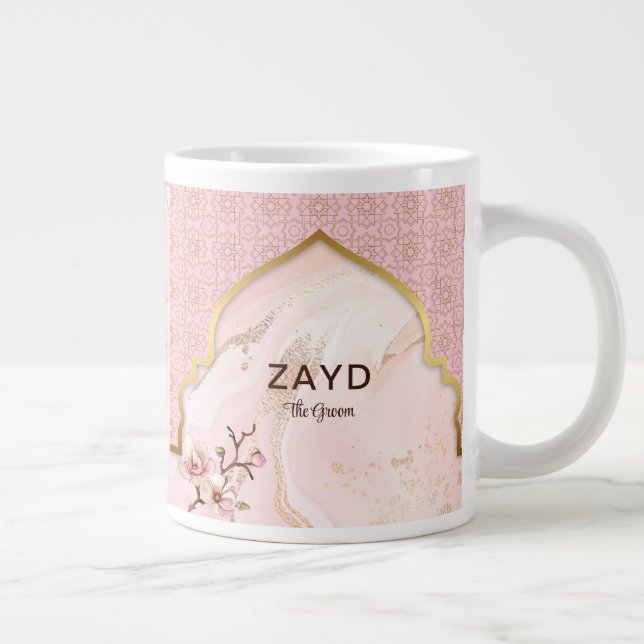 Personalisierte Groom Coffee Tasse - Blush & Gold  (Rechts)