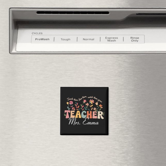 Personalisierte Groovy Blume Lehrer für maßgeschne Magnet (In Situ (Geschirrspüler))