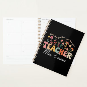 Personalisierte Groovy Blumen Lehrer Geschenk nach Planer