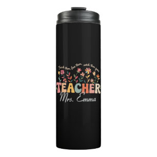 Personalisierte Groovy Blumen Lehrer Individuelles Thermosbecher